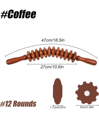 Premium Wood Massage Tab Roller for Cellulite & Lymph Drainage - Manual Therapy Tool for Deep Muscle Relief - Coffee Color 12 Rounds - Buy Online on GoSupps.com