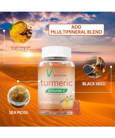 Curcumin Turmeric Gummies Extra Strength 2000mg Curcuma Longa 20:1 Extract Supplement Gummies with Black Pepper & Ginger - Buy Online on GoSupps.com