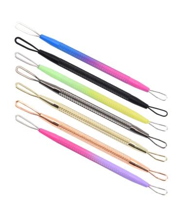 Heallily 7 x needles pimples comedon remover double-sided professional Whitehead remover nose-facial cleaning tool (mixed color)