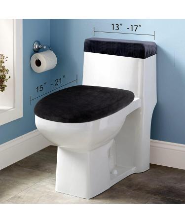 Stretch Velvet Toilet Lid Cover and Toilet Tank Lid Cover  Bathroom Super Soft Toilet Lid Cover Set Luxury Velvet Plush  with Elastic Bottom  Machine Wash  Black - Buy Online on GoSupps.com
