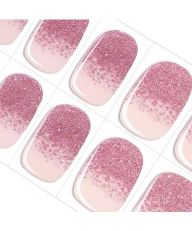 Danni & Toni Half hardened gel nail films (Canvas of Sparkles) pink glitter gradation shiny gel nail sticker semi-hardened nail film nail ticker wraps 30 sticker canvas of sparkles-de2 - Buy Online on GoSupps.com