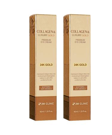 3W Clinic Collagen & Luxury Gold Premium Eye Cream 40ml/1.35fl.oz (Pack of 2) Moisturizing & Vitalizing