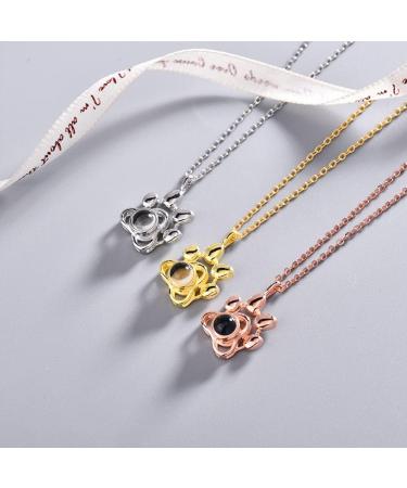 GALFTOP Personalized Dog Paw Necklace with Picture Inside Customized Pet Cat Paw Shaped Necklace Personalized Photo Projection Necklace with Gift Box for Women Girl Silver - Buy Online on GoSupps.com