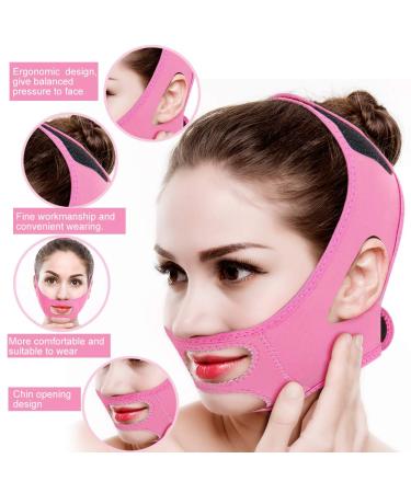 Facial Slimming Lift Face Belt - Double Chin Removal & Skin Tightening Bandage (Pink) - Buy Online on GoSupps.com