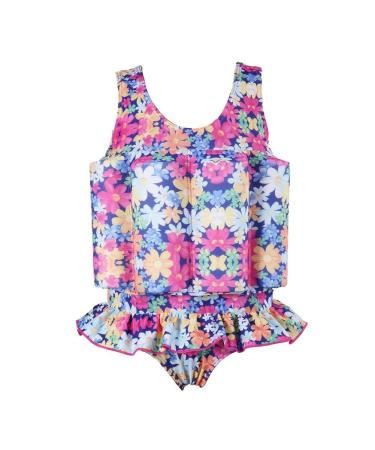 Obeeii baby young girl swimming suit with swimming aid sunscreen swimming bathing mode with regulating buoyancy swimming power swimming suit summer bathing clothes for children 1-6 years of flower pressure 6-7 years