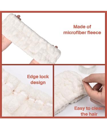 3-Piece Spa Facial Headband Set for Women - White Elastic Head Wrap for Makeup, Facials, Yoga, Sports, and Showers - Buy Online on GoSupps.com