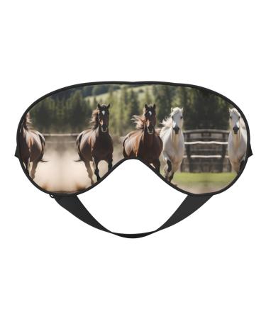 SSIMOO Three Running Horses Soft Sleep Eye Mask Female Breathable Eye Patch Perfect for Travel and Relaxation Black