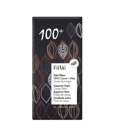 Vivani Vivani - Edel Bitter 100% Cocoa + Santo Domingo Chocolate Nibs - 80 g - Pack of 10