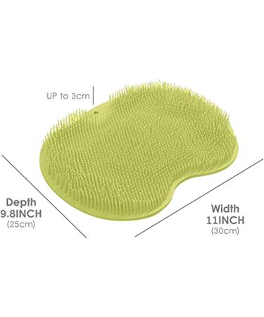 Silicone Shower Brush with Suction Cup - Exfoliating Scrubber for Back and Feet - Long Bristles for Wet/Dry Brushing - Cleans Body Easily - 30x25cm (Green) - Buy Online on GoSupps.com