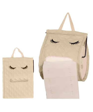 Toilet Paper Cute Eyelash Shape Cotton Toilet Paper Storage | Toilet Paper Dispenser Box for Camping Bathroom RV Car Travel No Glue or Drill Needed Beige