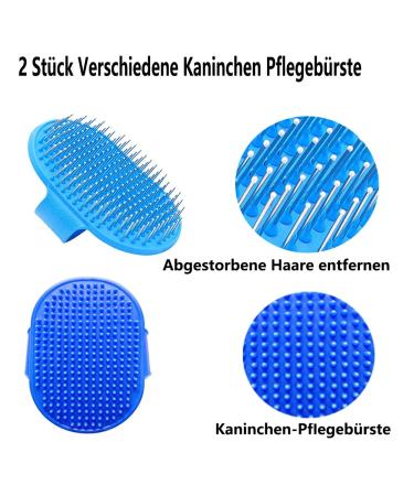 Rabbits Care Brushes Kit - Small Pet Hair Brushes & Nail Clippers for Rabbits Cats & Puppies - Blue Massage Brush Set - Buy Online on GoSupps.com