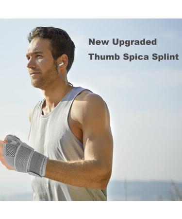 Adjustable Wristband Thumb Brace Support - Sport Thumb Spica Splint for Pain Relief - Unisex Grey - Buy Online on GoSupps.com