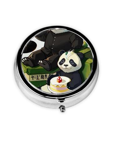 Pandas of Father and Sonround Pill Box 3 Compartments Round Pill Box Organizer for Purse Or Pocket &*Portable Travel Pill Box