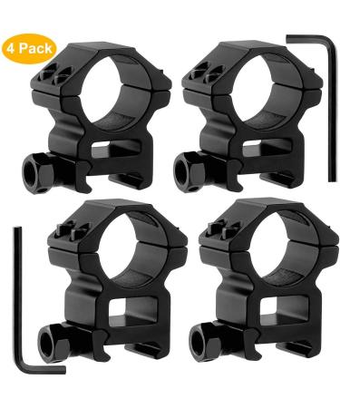LONSEL 1'' Scope Rings - High & Medium Profile 1 Inch Mount Rings for Picatinny Rail - 4 Pack - Buy Online on GoSupps.com