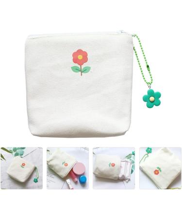 Canvas Zipper Pouch for Women - White Tie Earphone Lipstick Holder Bag - Buy Online on GoSupps.com