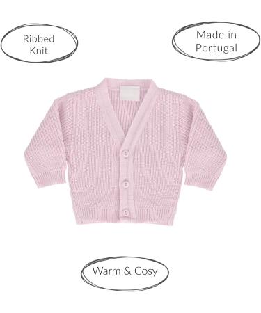 Premature Baby Knit Cardigan | Ribbed Knitwear for Boys & Girls | Made in Portugal | Pink 3-5 lb - Buy Online on GoSupps.com