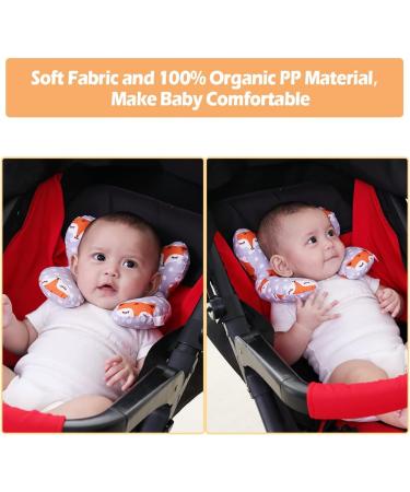 KAKIBLIN Baby Travel Pillow - Gray Fox Design - Neck and Head Support for Car Seat and Pushchair - Buy Online on GoSupps.com