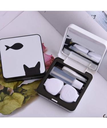 VOSAREA 2Pcs Cat & Fish Pattern Contact Lens Travel Bag | Stylish Lens Box for Women & Girls | Black & White Design - Shop Now! - Buy Online on GoSupps.com