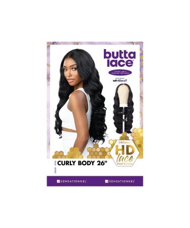 Sensationnel BUTTA Lace Wig - Curly Body 26 (1B) - Extra Wide Lace Front - Preplucked Natural Hairline - Human Hair Blend - Best for Natural Look - Buy Online on GoSupps.com