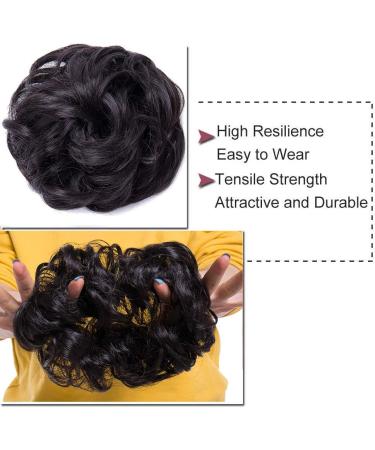 Dark Brown Messy Curly Hair Bun Scrunchie Extension | Wavy Ponytail Donut Chignon Hairpiece - Buy Online on GoSupps.com