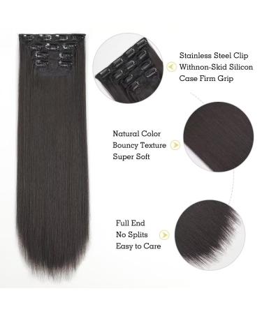 YDDM 24-Inch Clip-In Hair Extensions - Natural Black Synthetic Full Volume Hair - Affordable Easy-to-Use for Women - Buy Online on GoSupps.com