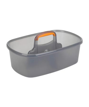 Casabella Plastic Multipurpose Cleaning Storage Caddy with Handle, 1.85 Gallon, Gray and Orange Caddy Gray and Orange