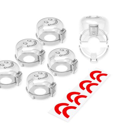 Stove Knob Covers(5 Pack) ACM Adhesive 1.26 in Diameter Inner Ring Child Proof Clear View Safety Gas Knob Covers