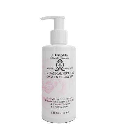Florencia Botanical Peptide Oxygen Cleanser - Oil-Free Daily Foaming Gel Face Wash for Dry Oily or Sensitive Skin - With Peptides Botanicals Glycoproteins - Revitalizing Cleanser 6 oz