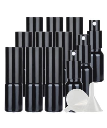 Zeoabsy 24 pieces 10ml shiny black glass spray bottles & 2 pieces funnel 10 ml of empty glass refillable atomizable atomizer.