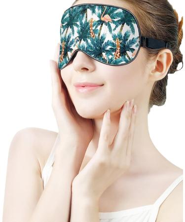 Exotic Palm Tree Giraffe & Flamingo Sleep Mask Adjustable Eye Shades for Women | Comfortable & Stylish - Buy Online on GoSupps.com