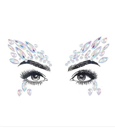 Bomine Rhinestone Mermaid Face & Chest Stickers - Festival Body Jewelry & Temporary Tattoos for Women/Girls - 2 Sets - Buy Online on GoSupps.com