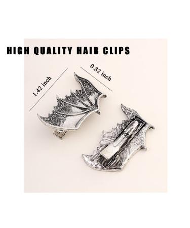 Silver Bat Halloween Hair Clips - Set of 2 Barrettes for Women and Girls - Buy Online on GoSupps.com