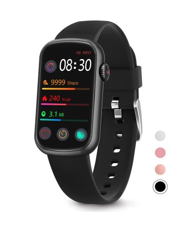 MorePro Fitness Tracker with Heart Rate Monitor Blood Pressure Watch for Women Waterproof Fitness Watch with Blood Oxygen Sleep Tracking Activity Step Tracker Calorie Counter (A-Dark Black)