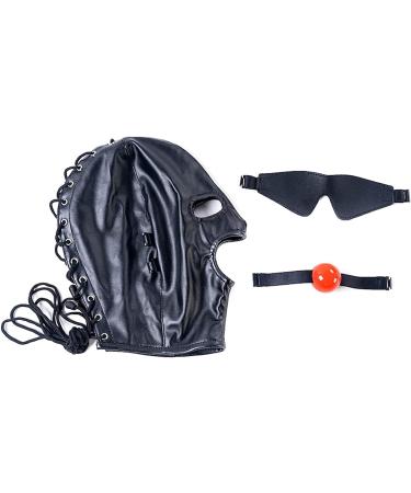 THAT NIGHT Leather Hood Mask with Detachable Eye Mask - Bondage Headgear in Black - Buy Online on GoSupps.com