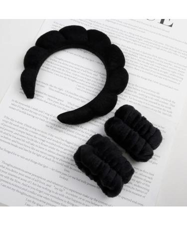 DOMUUH 14-Piece Black Spa Wristband Headband Set for Face Washing, Makeup, Skincare - Hair Accessories Included - Buy Online on GoSupps.com