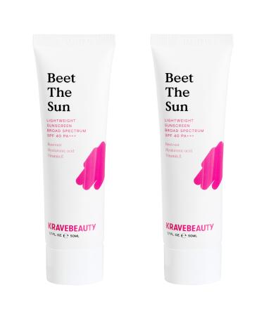 KraveBeauty Beet The Sun SPF 40 Duo Korean-Inspired Daily Broad Spectrum Sunscreen Non-Greasy No White Cast Vegan & Cruelty-Free 1.7 fl oz x2 1.7 Fl Oz (Pack of 2)
