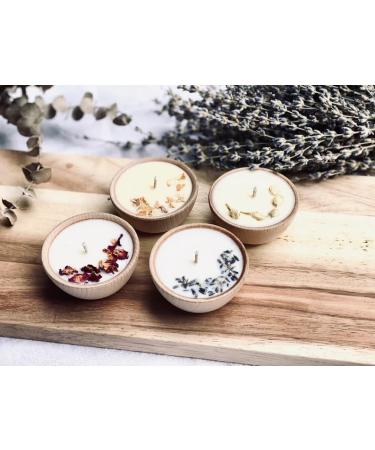 Set of Four Aromatherapy Soy Candles | All-Natural Essential Oil Infused Tea Candles with Dried Flowers | Toxin-Free White | International Shipping Available - Buy Online on GoSupps.com