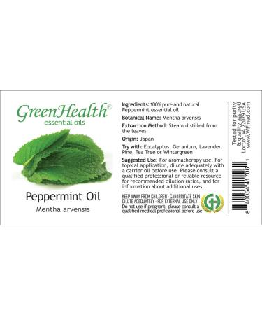 Peppermint Essential Oil - 100% Pure | 8 fl oz Aluminum Bottle | GreenHealth - Buy Online on GoSupps.com