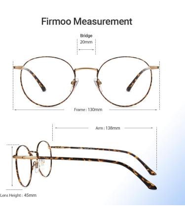 Firmoo Blue Light Blocking Reading Glasses 2.0 - Tortoise Shell Round Metal Frame Anti Glare Computer Glasses for Women Men - Reduce Eyestrain and Headaches - Gold Tortoise 2.0x - Buy Online on GoSupps.com
