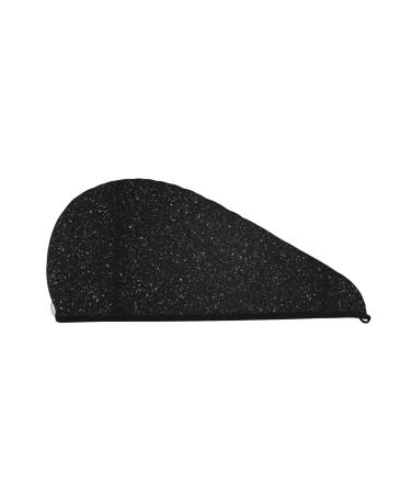 Hair Towel Wrap Hair Drying Towel with Button Towel Turban Head Towel to Dry Hair Quickly (Black Glitter)