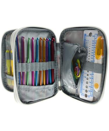 Katech Portable Empty Crochet Hook Case with Web Pocket - Travel Storage Bag Organizer for Crochets and Knitting Accessories (Line Pattern) - Buy Online on GoSupps.com