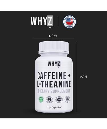WHYZ Caffeine Pills with L-Theanine 120 Capsules Nootropic Stack Energy Pills Energy Vitamins for Sustained Focus & Cognitive Function L Theanine Caffeine Energy Supplements for Women & Men - Buy Online on GoSupps.com