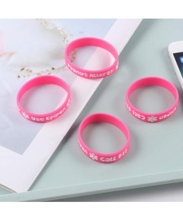 Ibasenice Silicone Medical Alarm Bracelets for Food Allergies - 4PCs Pink 7x1.1cm - Buy Online on GoSupps.com