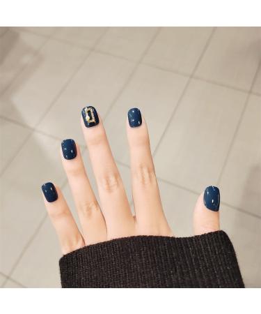 Press on Nails Short Fake Nails 24Pcs Shiny Blue False fingernail with Self-Adhesive Jelly Nail Glue Tabs Press On False Nails - Buy Online on GoSupps.com