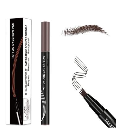Anjoize Eyebrow Pen  Anjoize 4-Tip Microblade Brow Pen  Eyebrow Makeup  Fine-Stroke  Long Lasting  Waterproof and Smudge-Proof (Dark Brown)