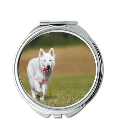 Mirror Travel Mirror Swiss Shepherd Dog Dog White Animal Play Pet Pocket Mirror portable mirror