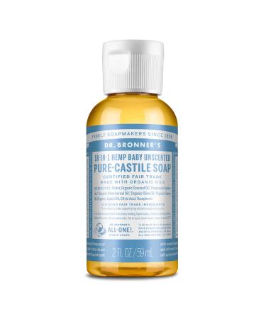 Dr. Bronner's - Pure-Castile Liquid Soap (Baby Unscented  Travel Size  2 ounce) - Made with Organic Oils  18-in-1 Uses: Face  Body  Hair  Laundry  Pets and Dishes  Concentrated  Vegan  Non-GMO Baby Unscented 2 Fl Oz (Pac... - Buy Online on GoSupps.com