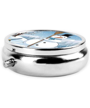Christmas Printed Mini Round Pill Box | 3 Compartment Portable Pill Organizer for Travel Home & Office Use - Buy Online on GoSupps.com