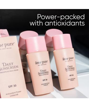 Ame Pure Daily Face Sunscreen - Weightless Face SPF Sun Cream - Susncreen With No White Cast And Stickiness - 50 ml Sun Cream SPF 30 - Sunrise to Sunset Confidence: Suncream for Healthy Glowing Skin! - Buy Online on GoSupps.com