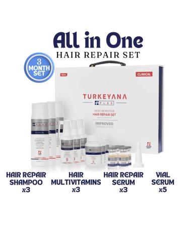 Turkeyana Plus 3-Month Hair Growth Set | Vegan Shampoo Serum & Multivitamins for All Hair Types - Biotin Keratin Hyaluronic Acid - Buy Online on GoSupps.com